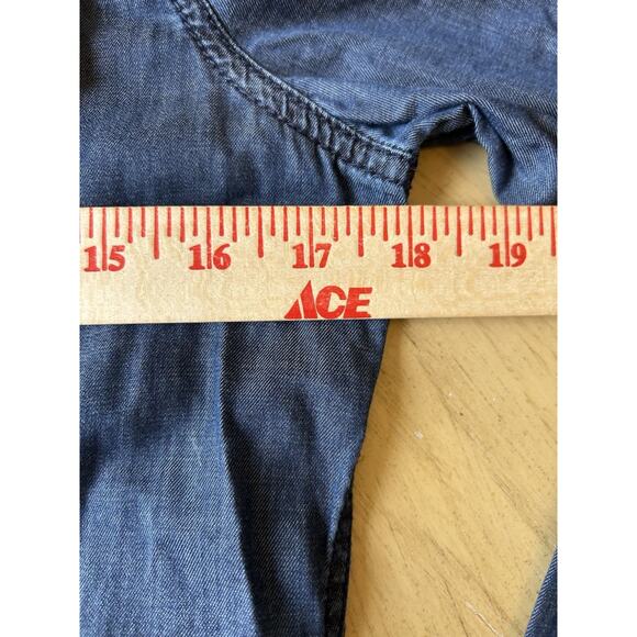 Banana Republic Shirt women S Chambray Denim Button Up Western Cowboy Jean - Picture 6 of 12